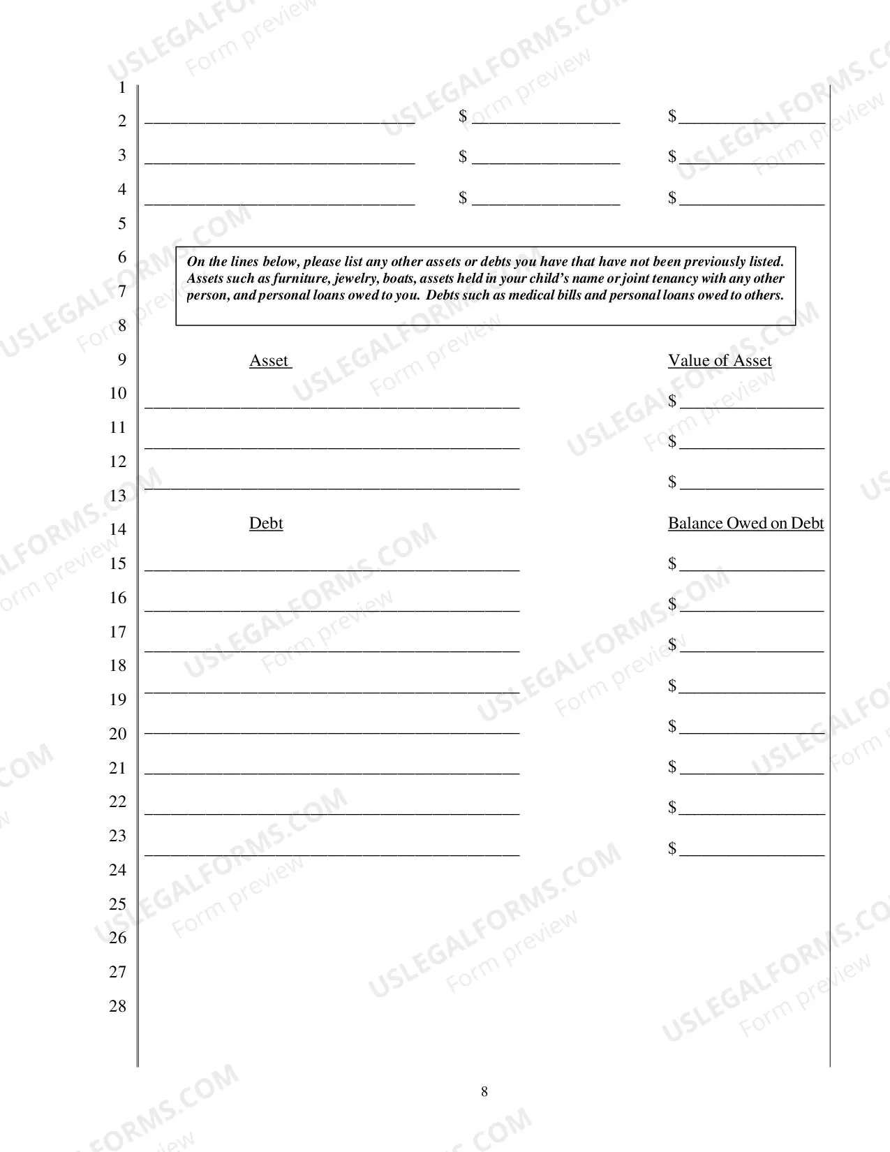 Preview Short Form Financial Declaration