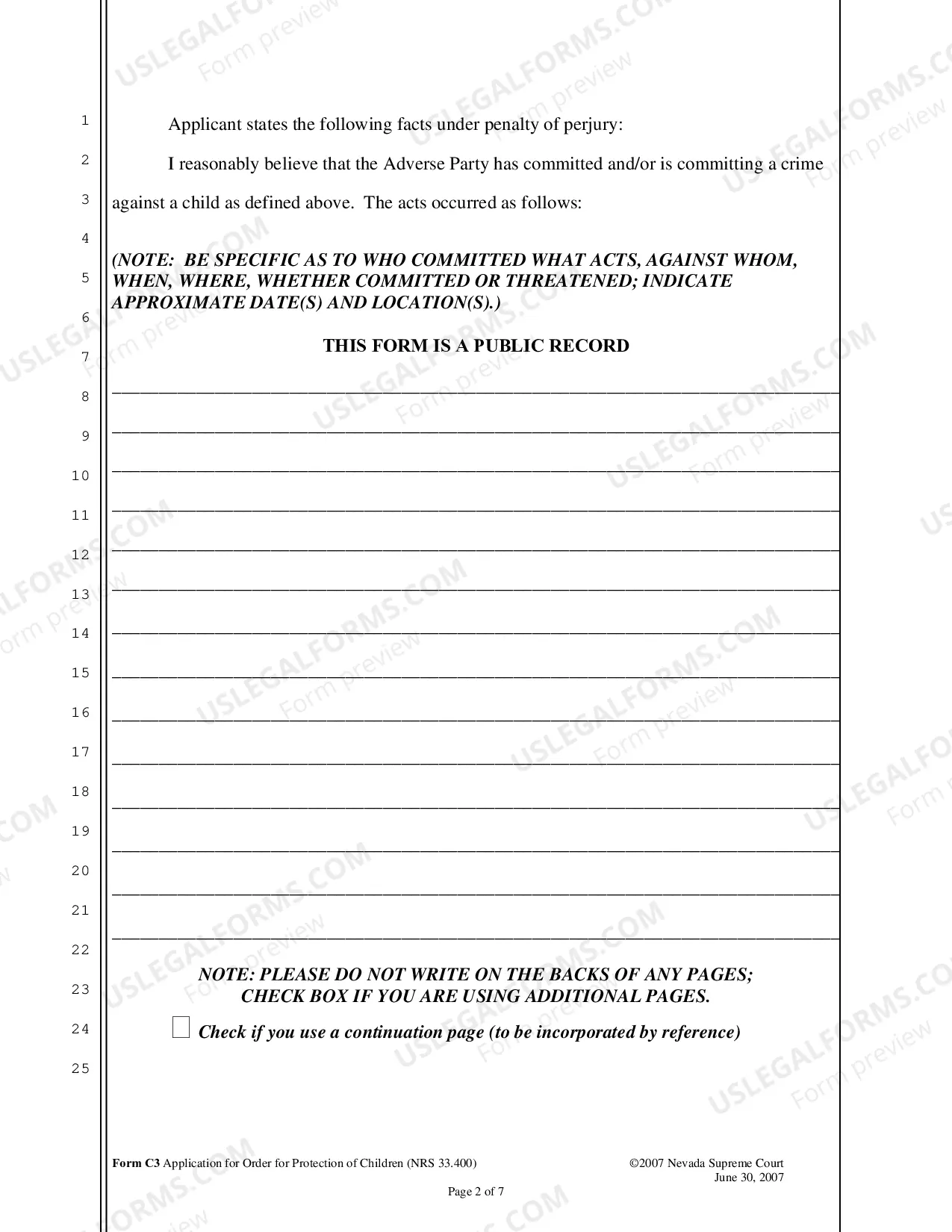 Preview Application for Order for Protection of Children