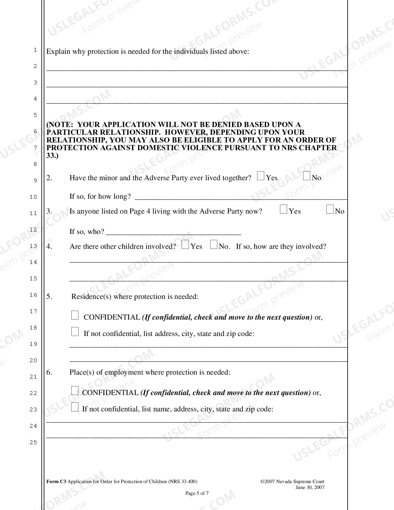 Preview Application for Order for Protection of Children