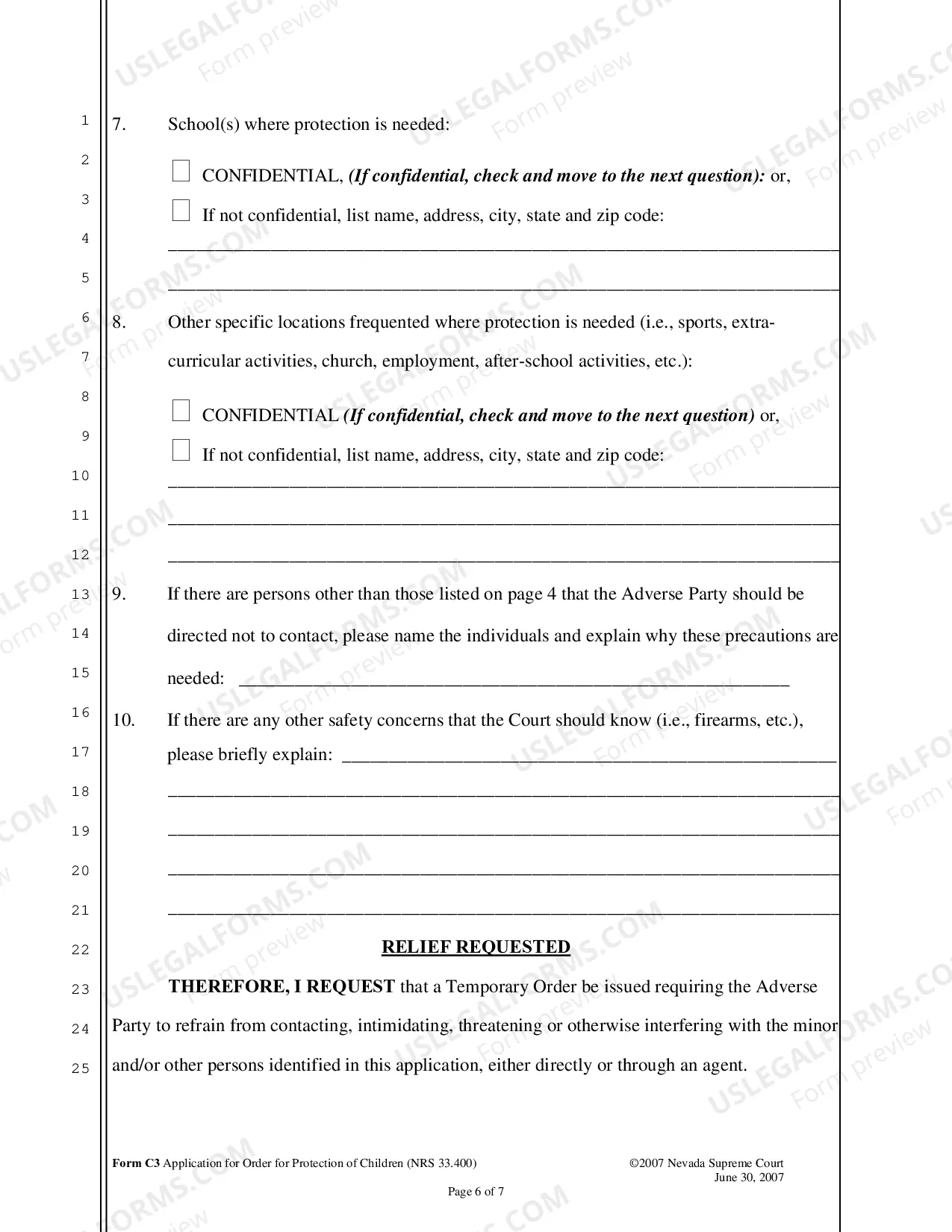 Preview Application for Order for Protection of Children
