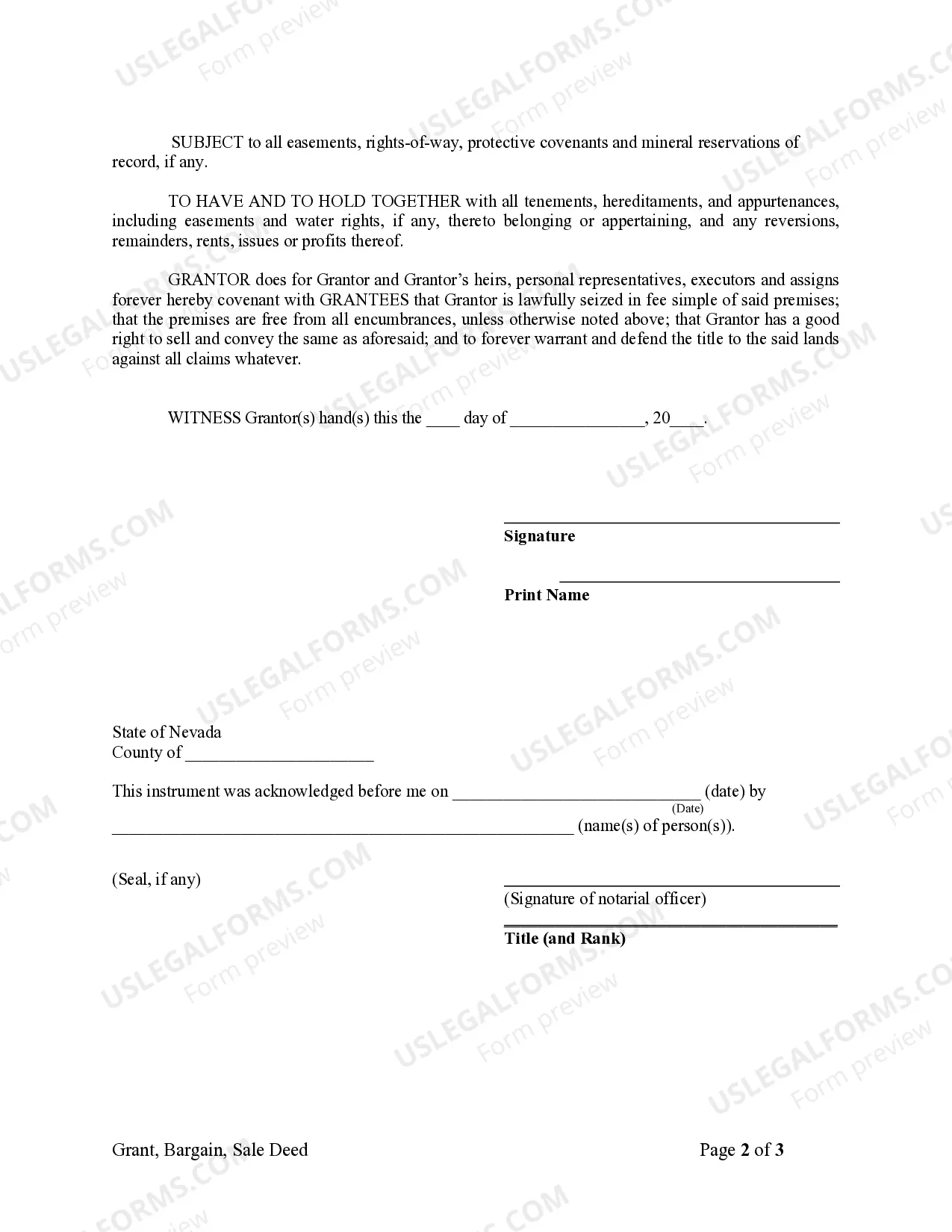 Preview Grant, Bargain, Sale Deed from Husband to Himself and Wife