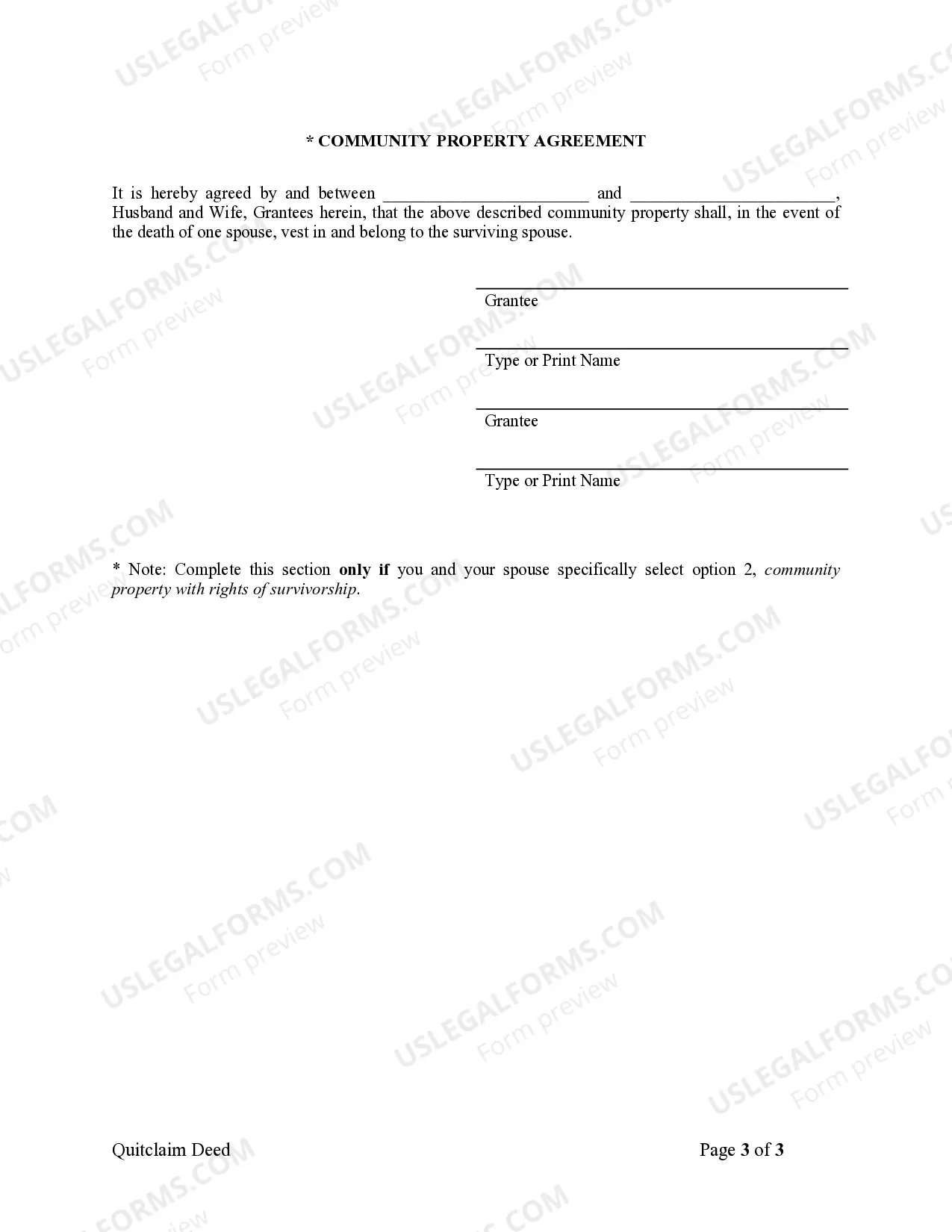 Preview Quitclaim Deed from Husband to Himself and Wife