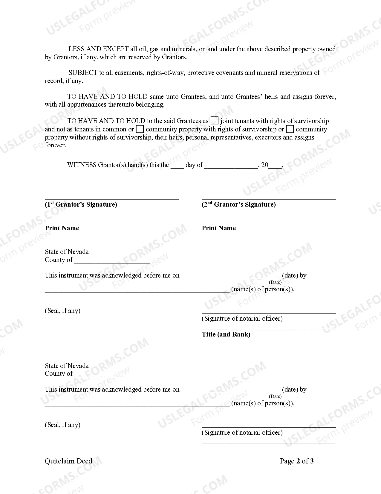 Preview Quitclaim Deed from Husband and Wife to Husband and Wife