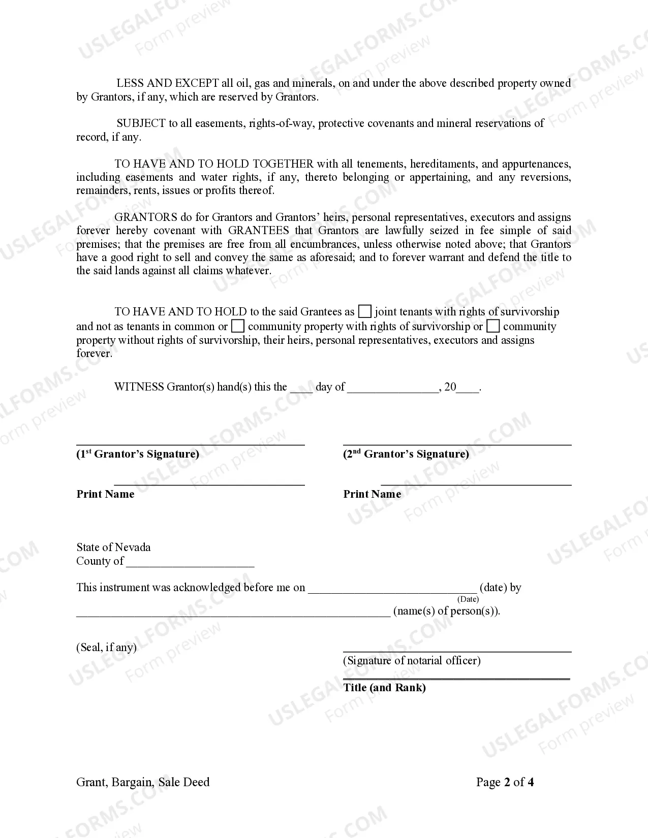Preview Grant, Bargain, Sale Deed from Husband and Wife to Husband and Wife