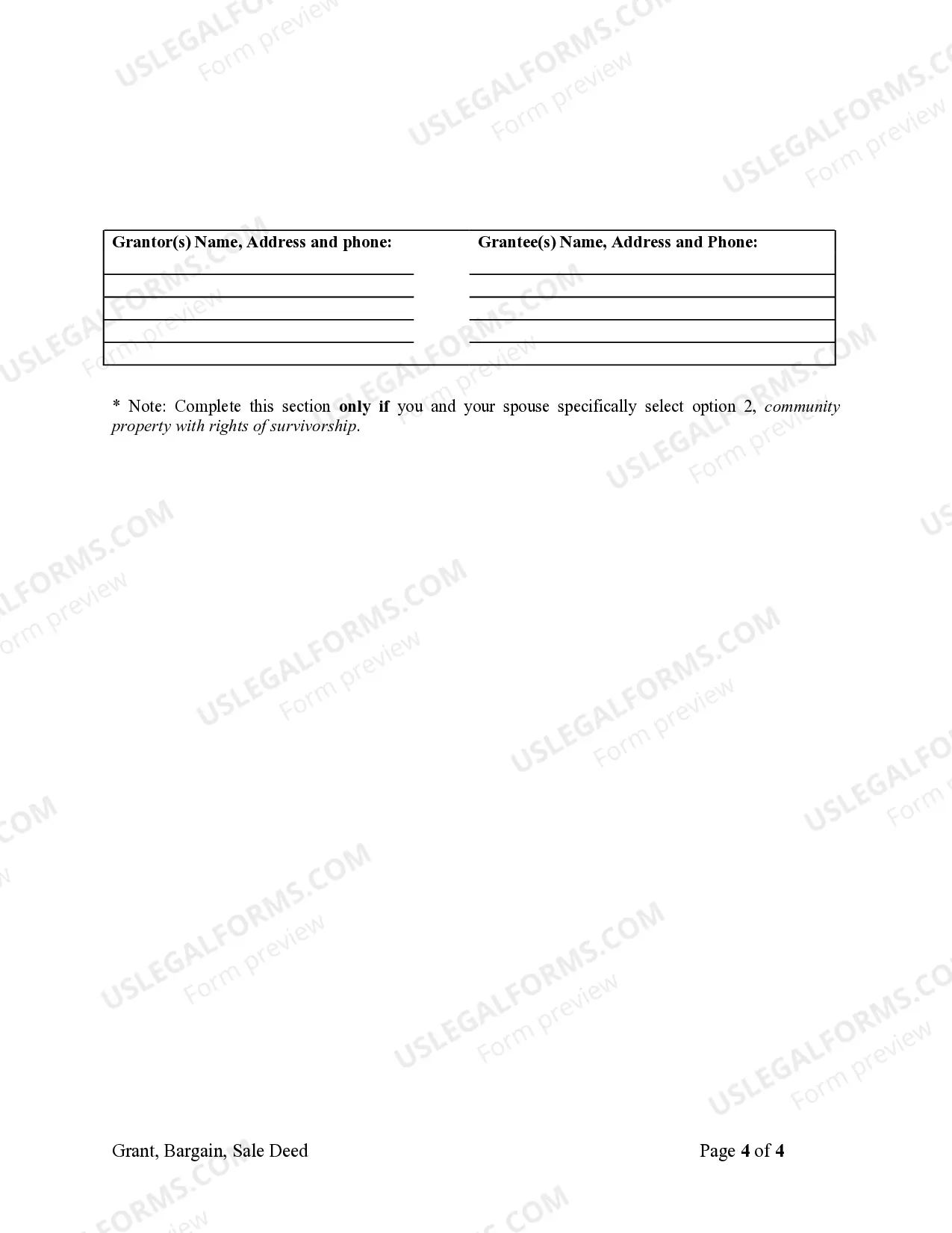 Preview Grant, Bargain, Sale Deed from Husband and Wife to Husband and Wife