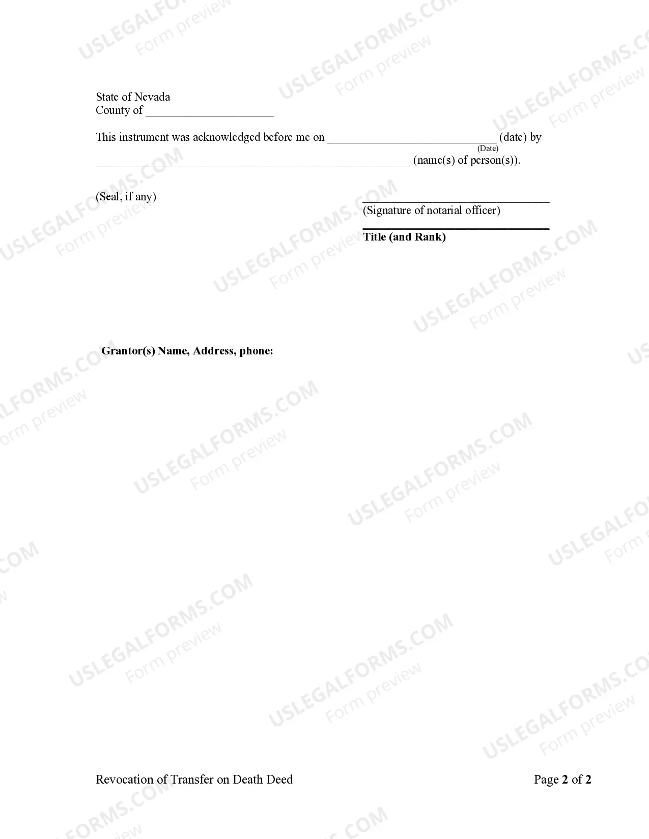 Preview Revocation of Transfer on Death Deed or TOD - Beneficiary Deed for Individual to Individual