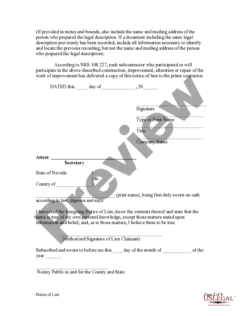 Get Notice of Lien - Corporation Preview Notice of Lien - Corporation