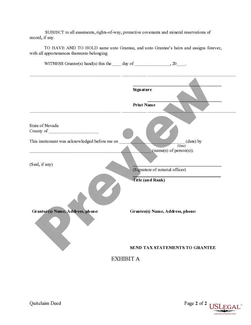 Preview Quitclaim Deed from Individual to Individual