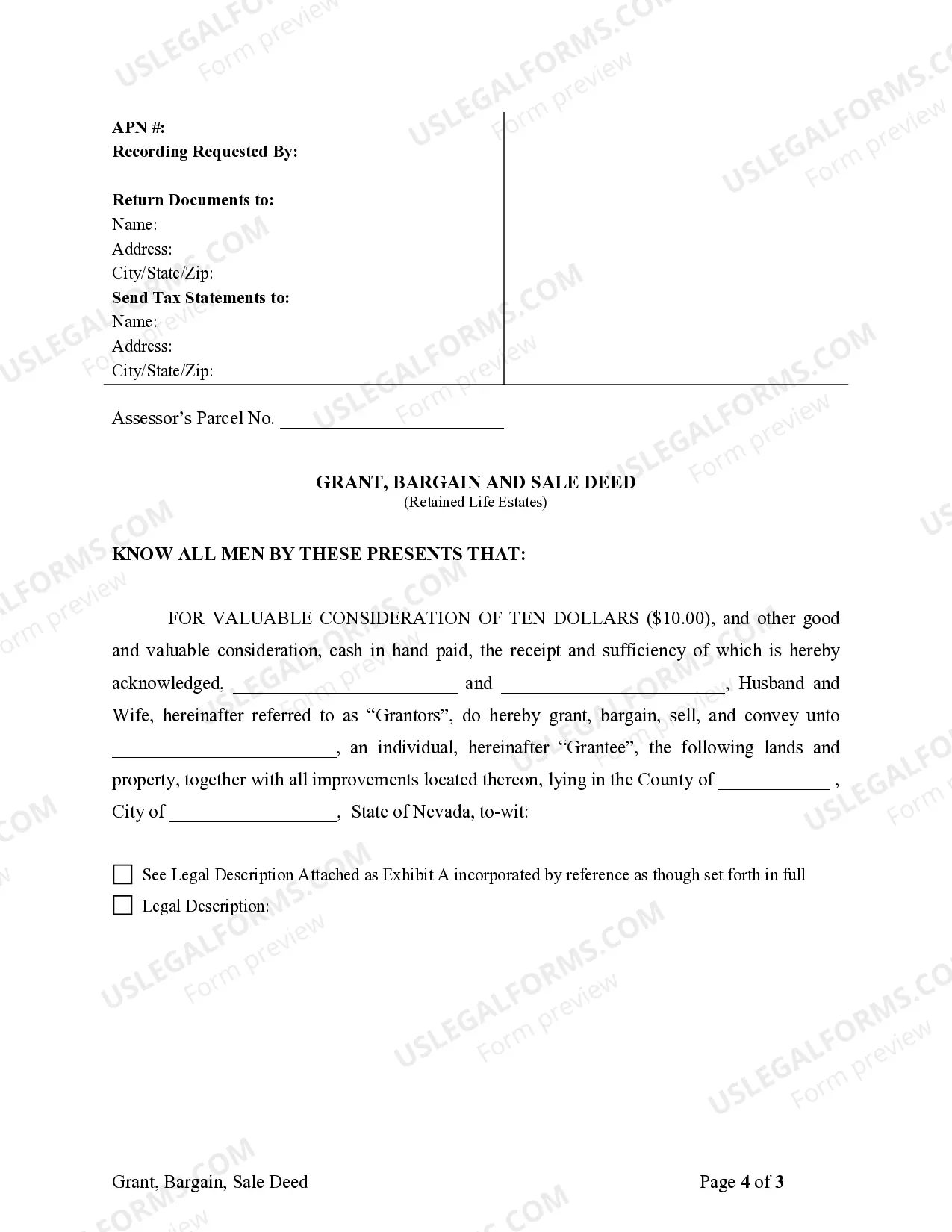 Preview Warranty Deed to Child Reserving a Life Estate in the Parents