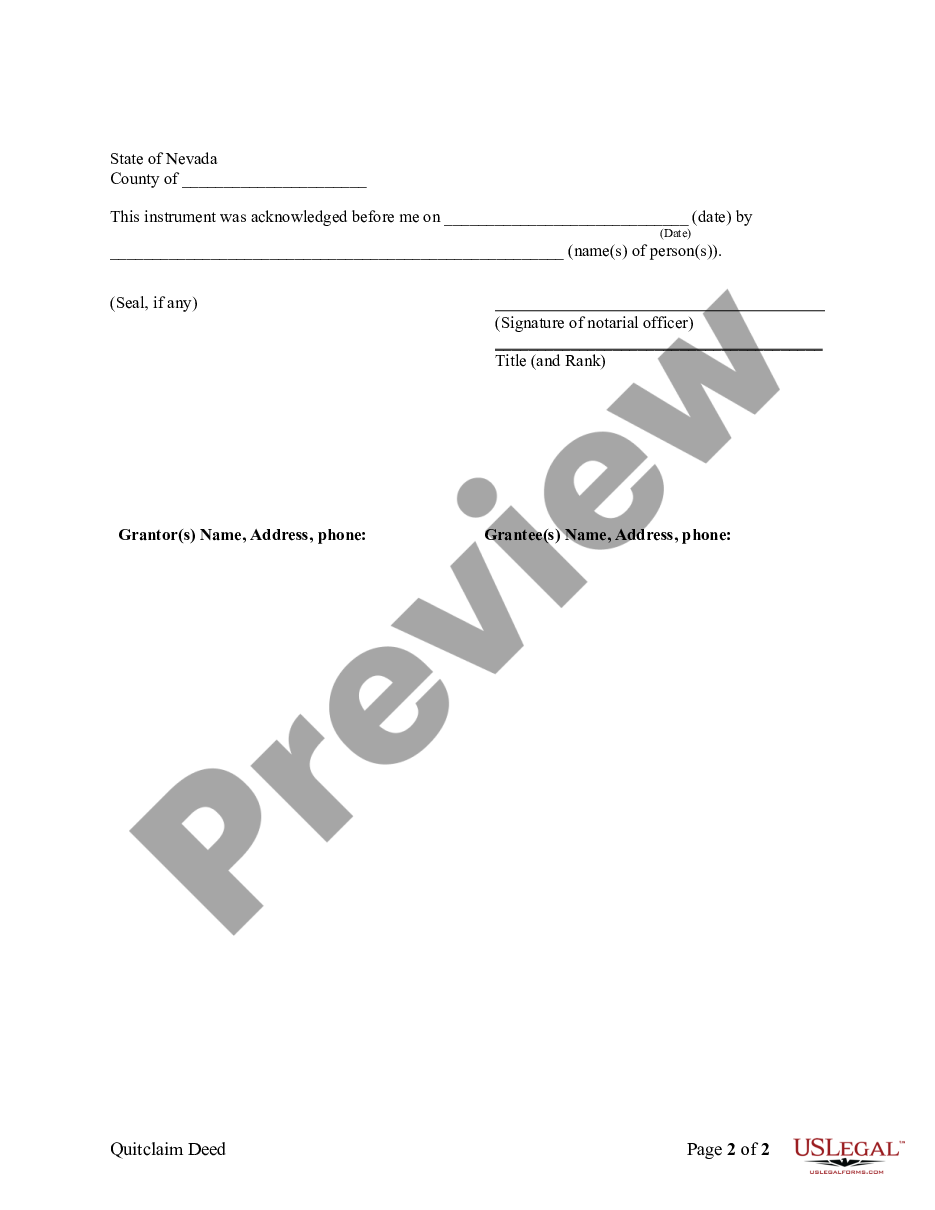 page 1 Quitclaim Deed - Individual to a Trust preview
