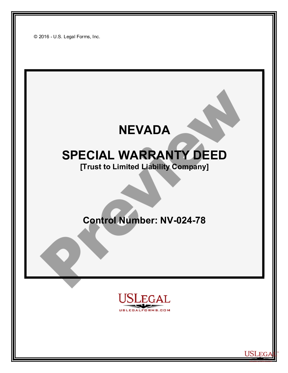 page 0 Special Warranty Deed - Trust to Limited Liability Company preview