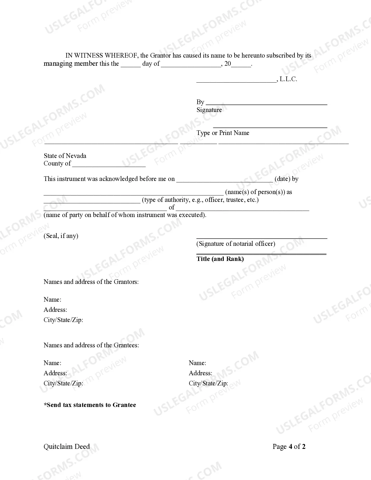 Preview Quitclaim Deed - Limited Liability Company to Husband and Wife