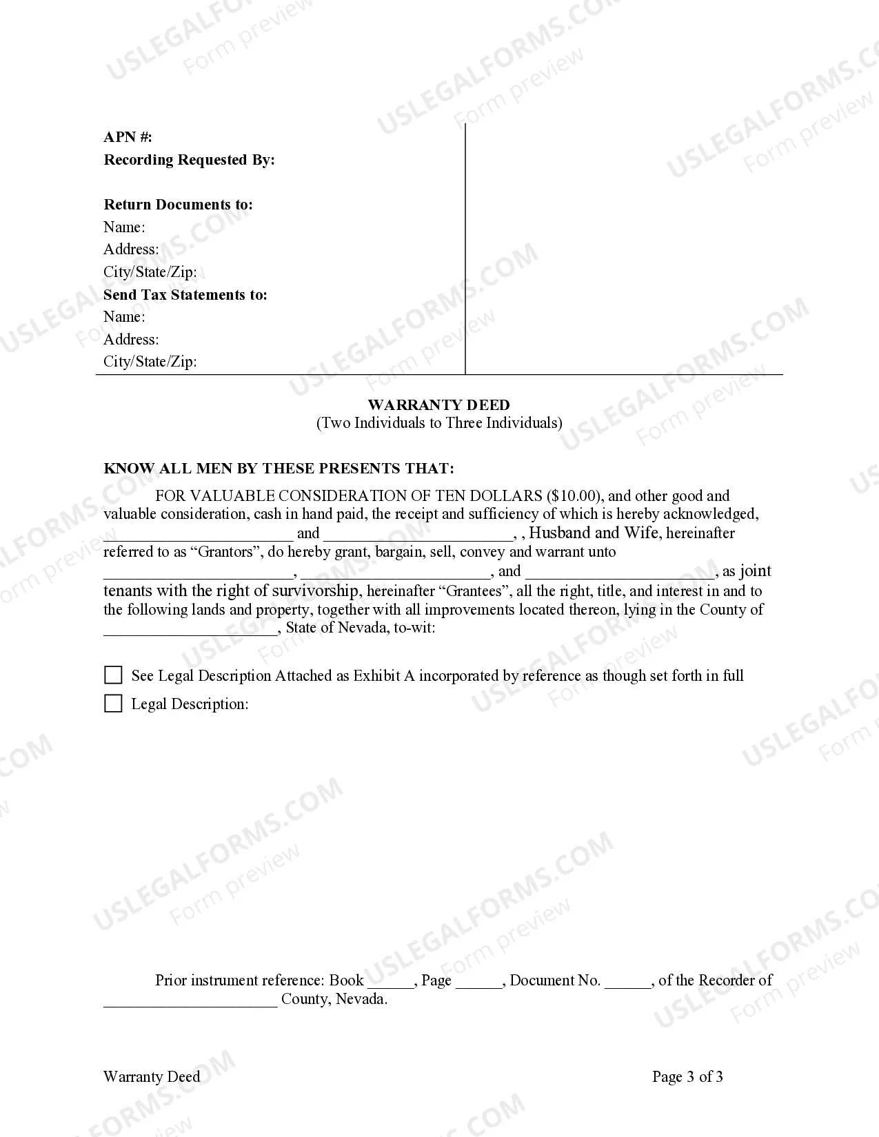 Preview Warranty Deed - Two Grantors to Three Grantees