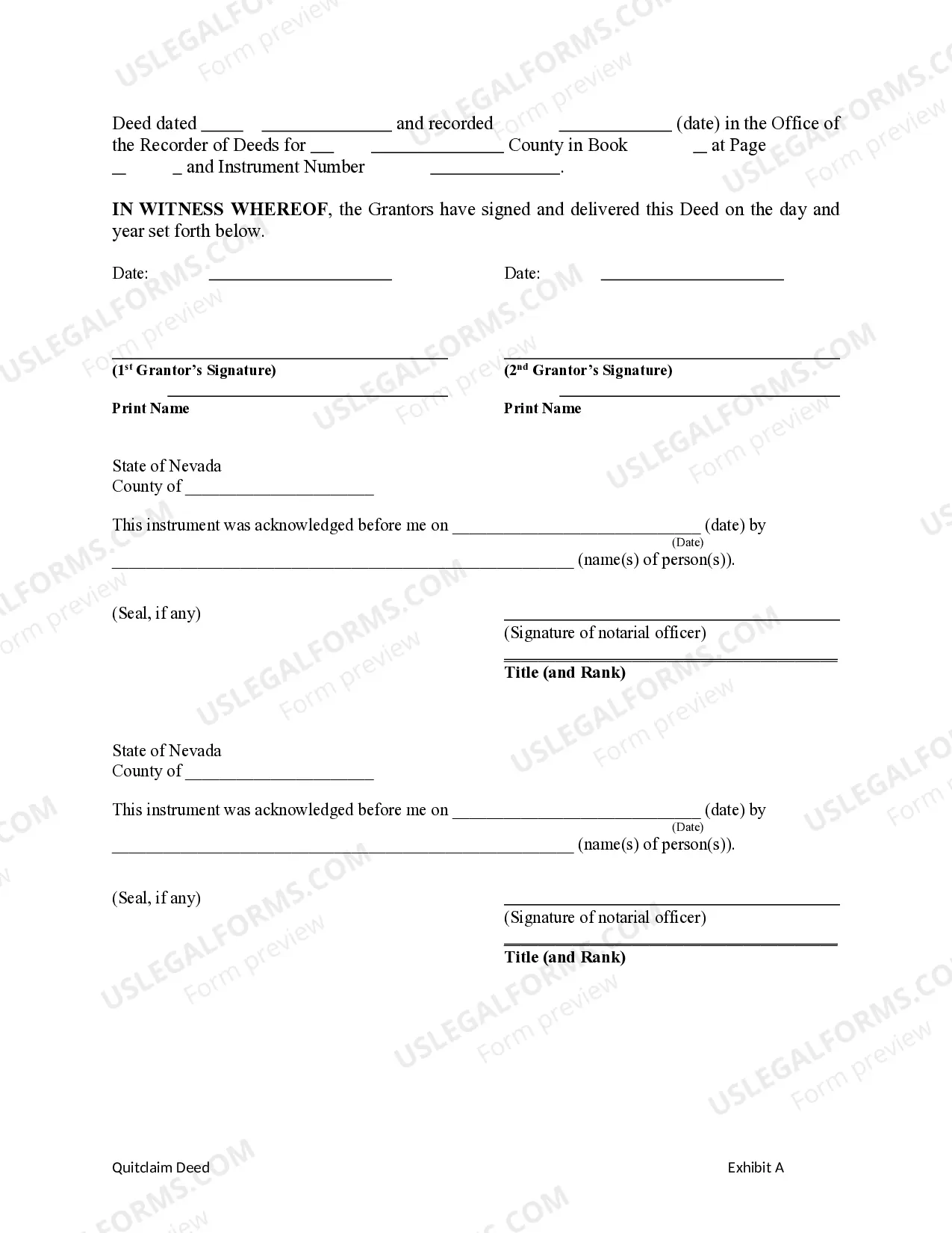 Preview Quitclaim Deed - Husband and Wife to Trust