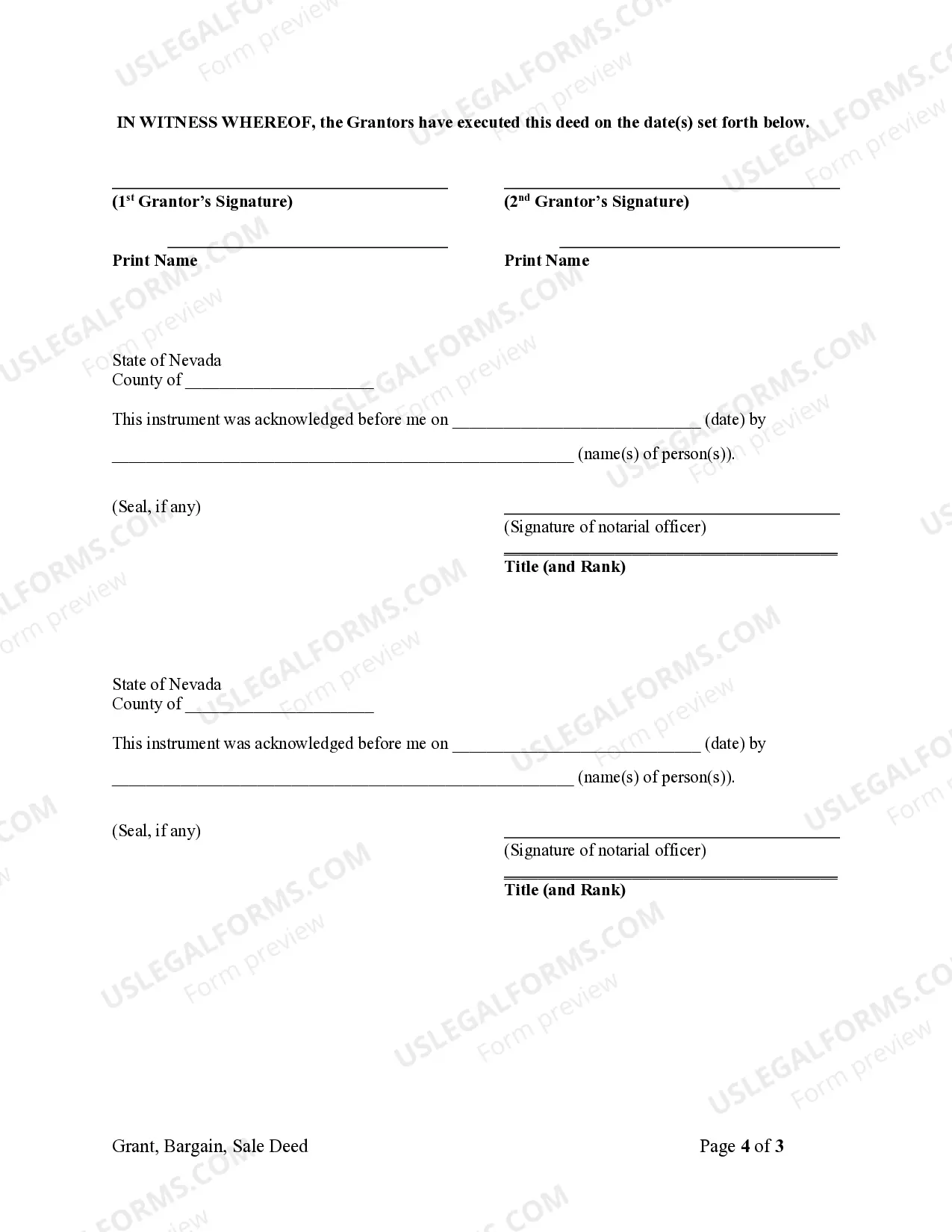 Preview Grant Deed from Two Individuals to Two Individuals