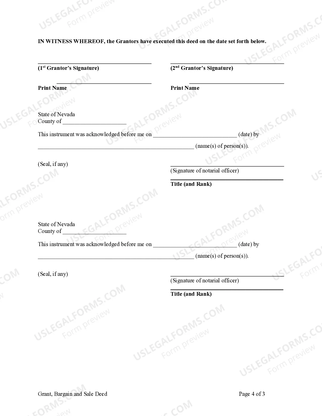 Preview Grant, Bargain and Sale Deed for Time Share - Husband and Wife to Four Individuals
