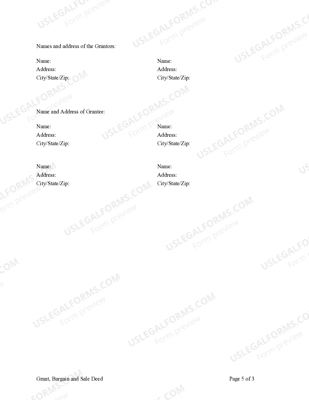 Preview Grant, Bargain and Sale Deed for Time Share - Husband and Wife to Four Individuals