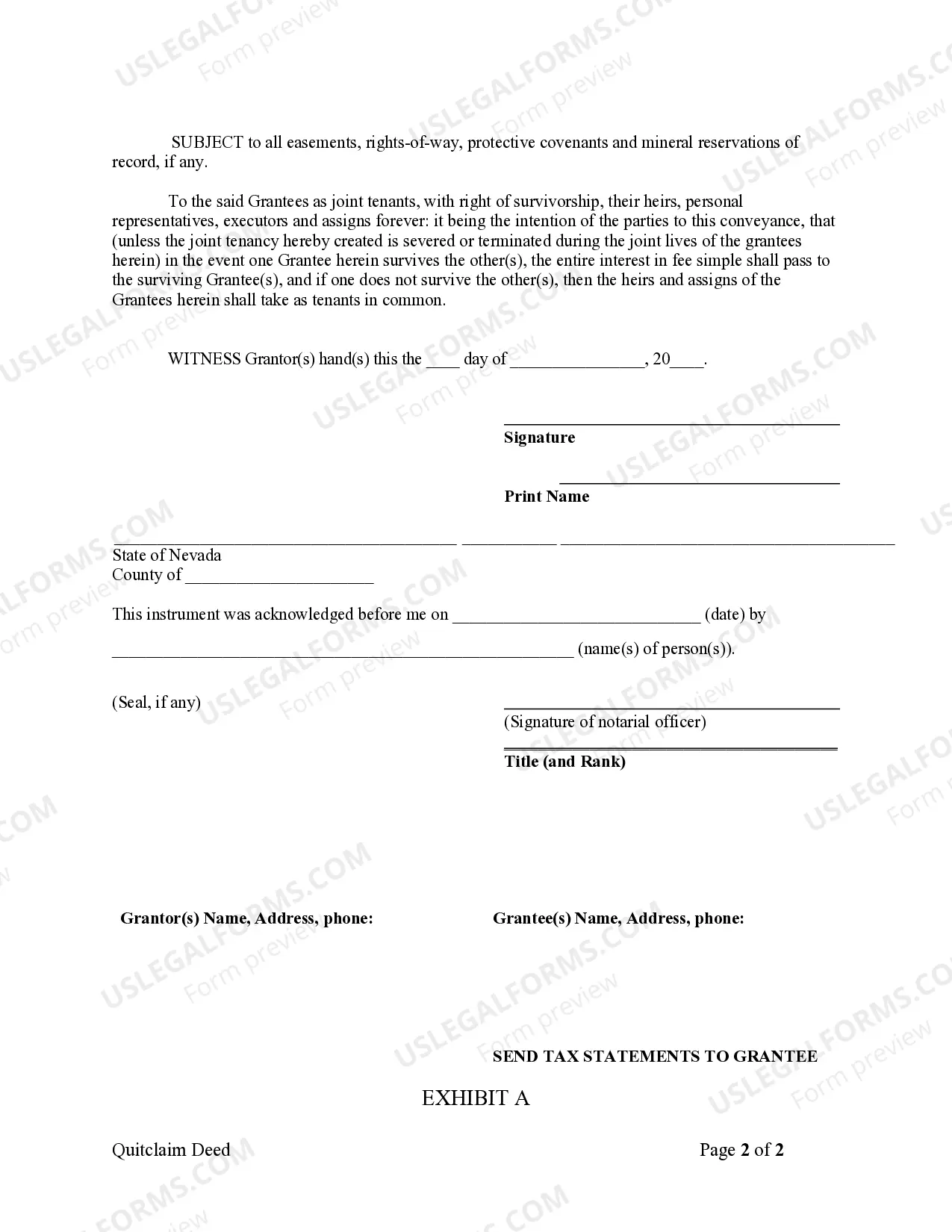 Preview Quitclaim Deed from Individual to Two Individuals in Joint Tenancy