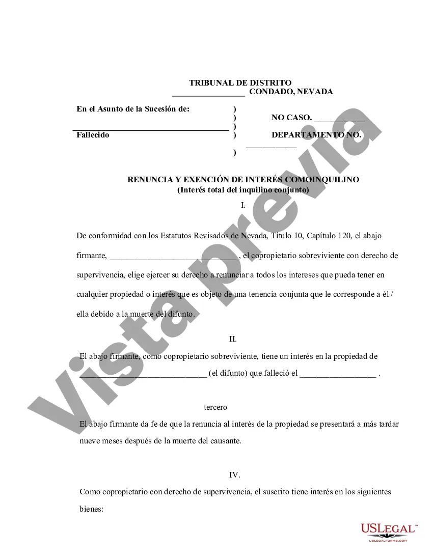 Preview Renuncia y renuncia de tenencia conjunta o interés de tenencia
