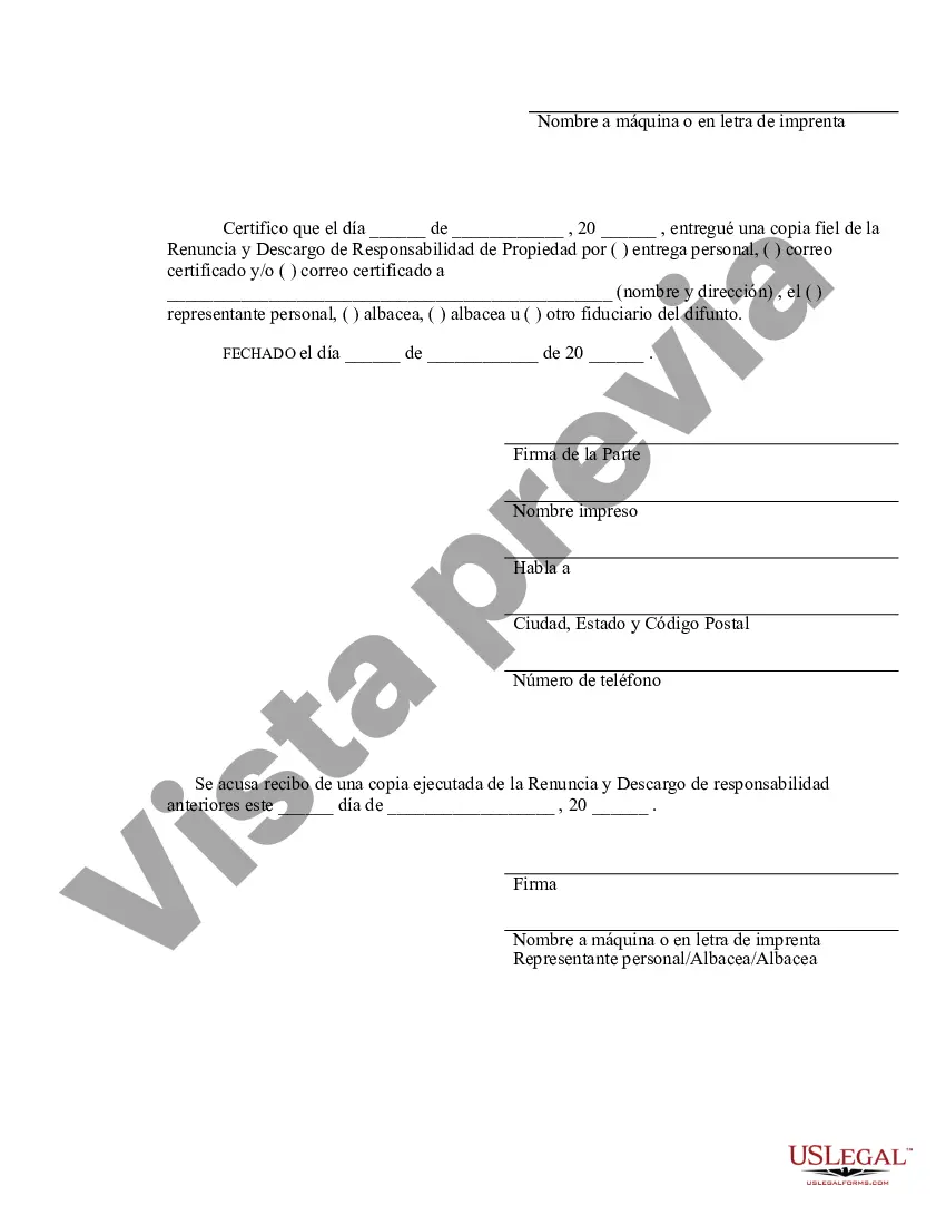 Preview Renuncia y renuncia de tenencia conjunta o interés de tenencia