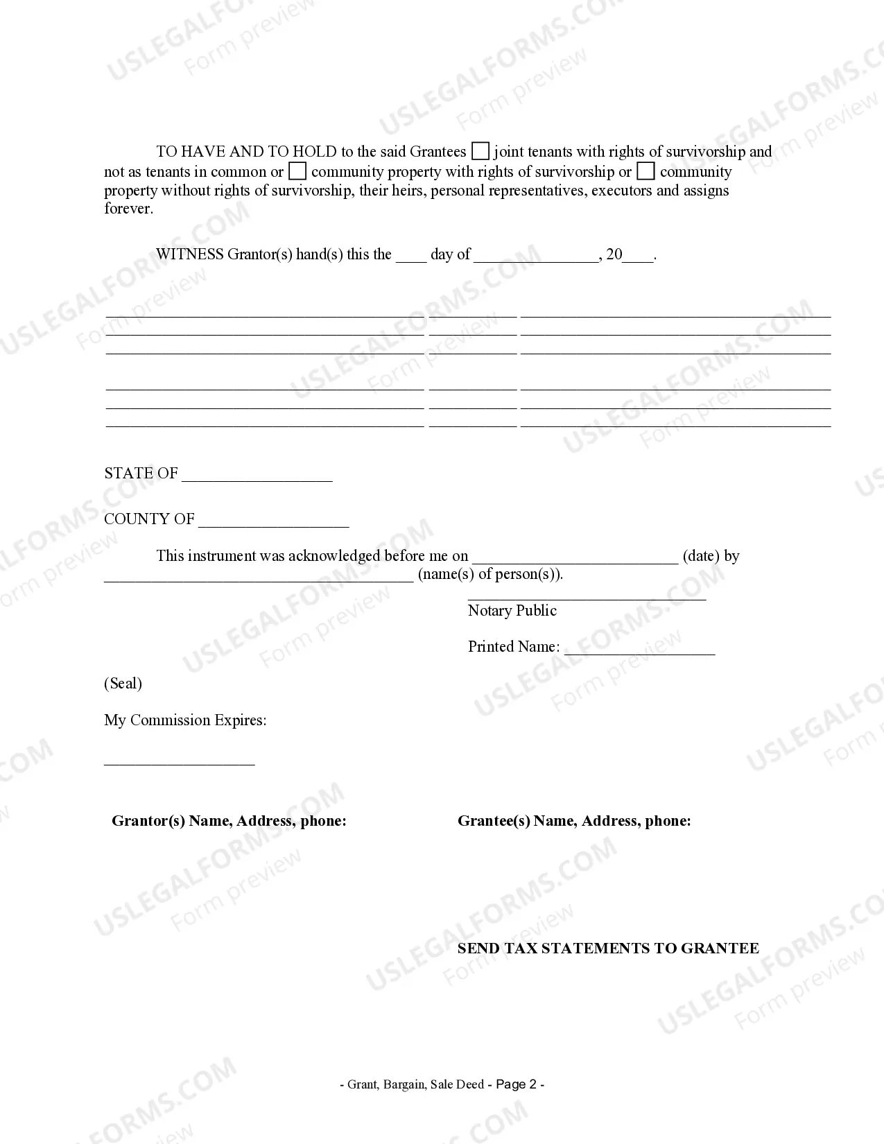 Preview Grant, Bargain, Sale Deed - Two Individuals to Husband and Wife