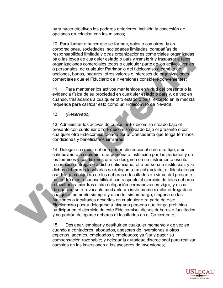 Preview Fideicomiso de protección de activos de Nevada