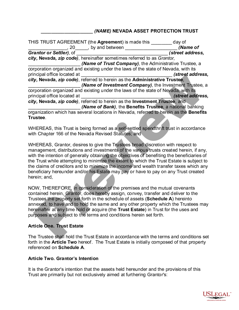 Medicaid Asset Protection Trust Form