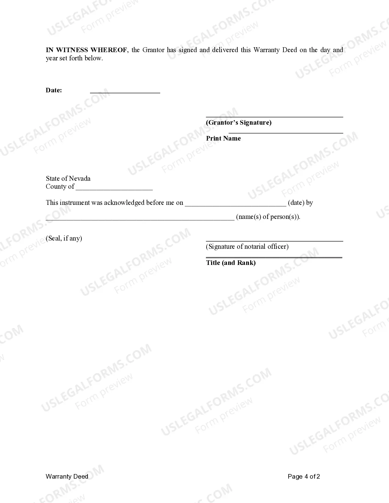 Preview Warranty Deed - Individual to Individual