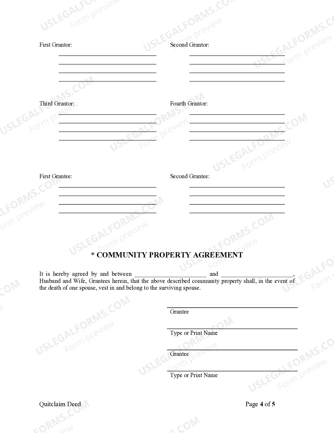 Preview Quitclaim Deed - Husband, Wife and Two Individual Grantors to Husband and Wife