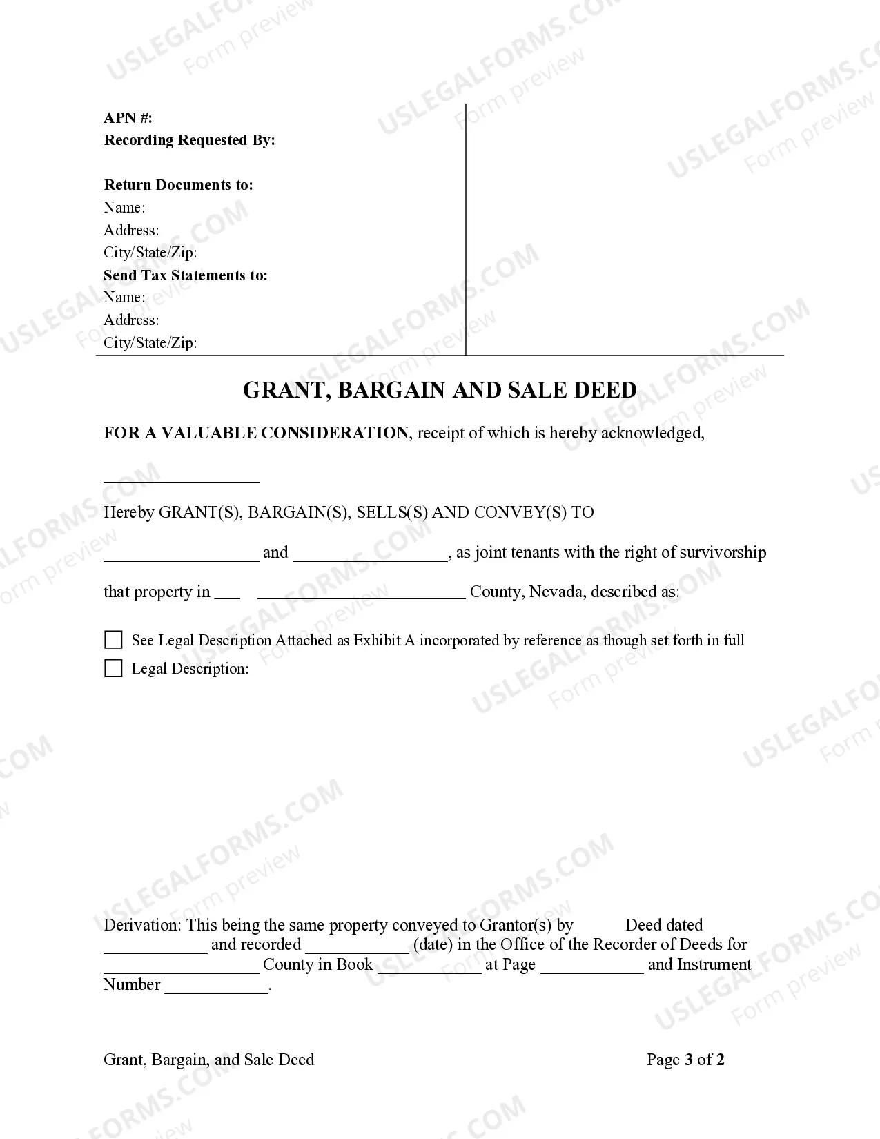 Preview Grant, Bargain and Sale Deed from One Individual to Two Individuals