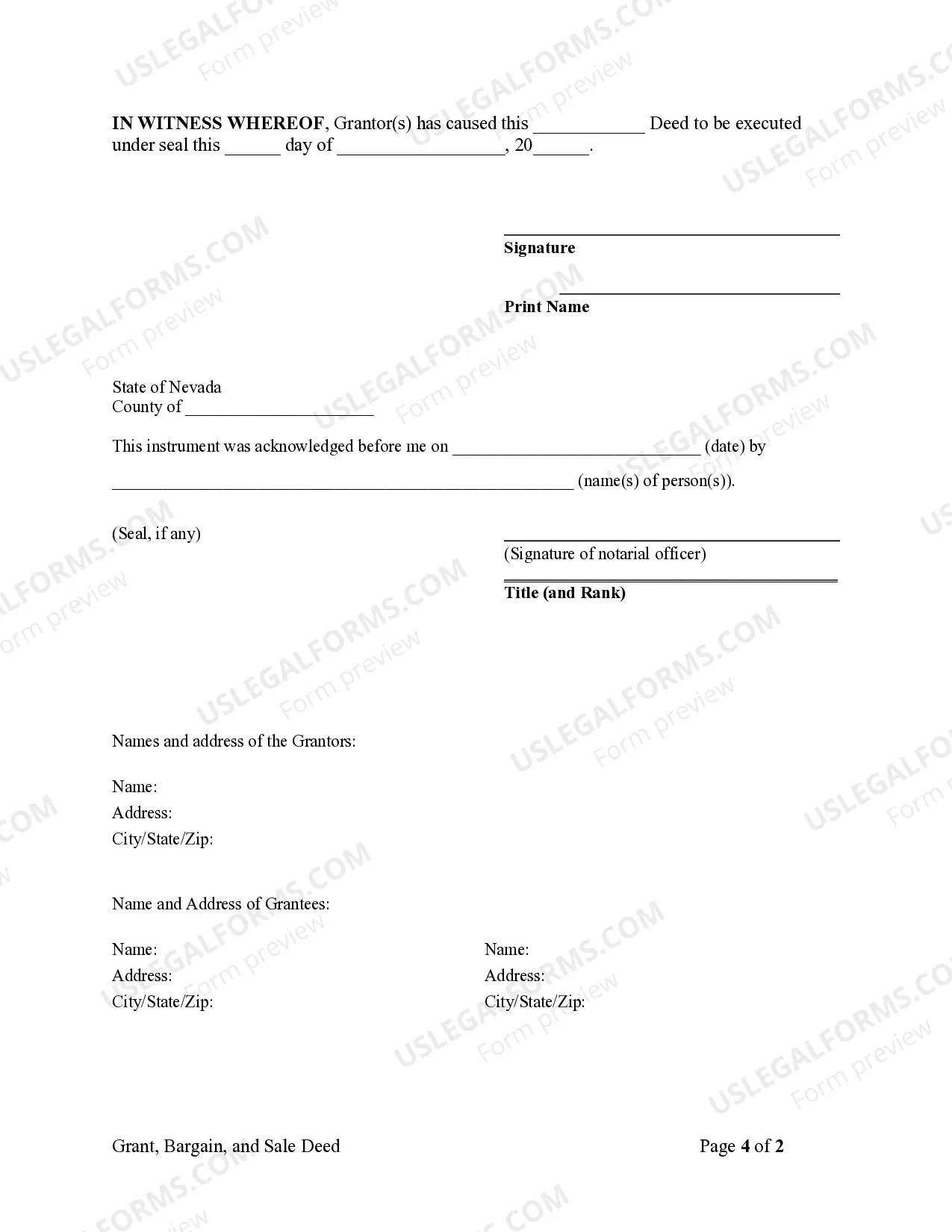 Preview Grant, Bargain and Sale Deed from One Individual to Two Individuals
