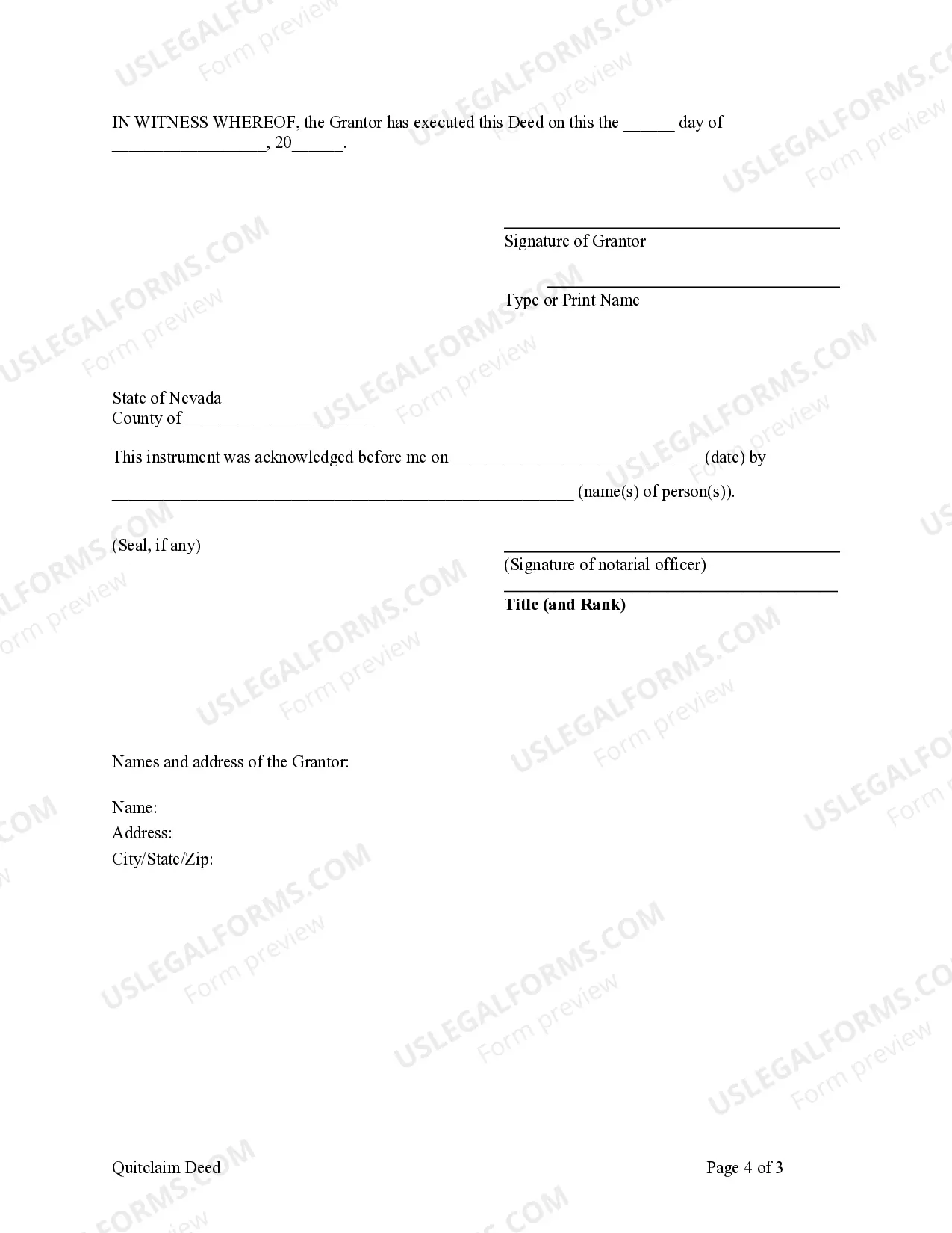 Preview Quitclaim Deed from One Individual to Five Individuals