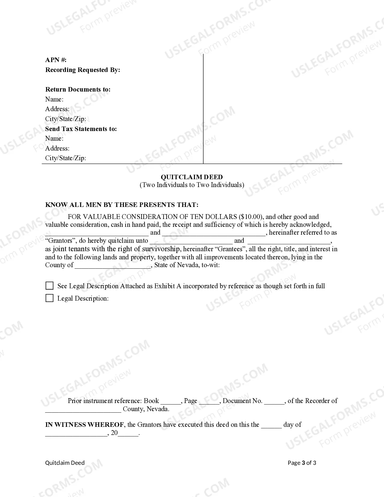 Preview Quitclaim Deed - Two Individuals to Two Individuals