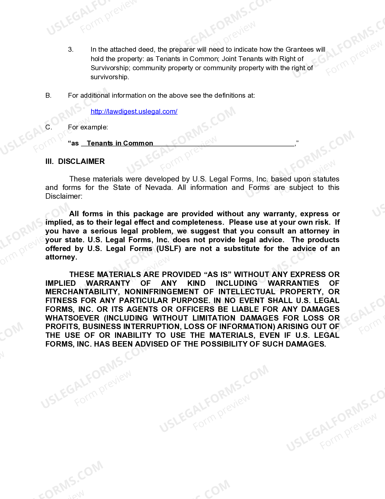 Nevada Quitclaim Deed from an Individual to Three Individuals - Nevada ...