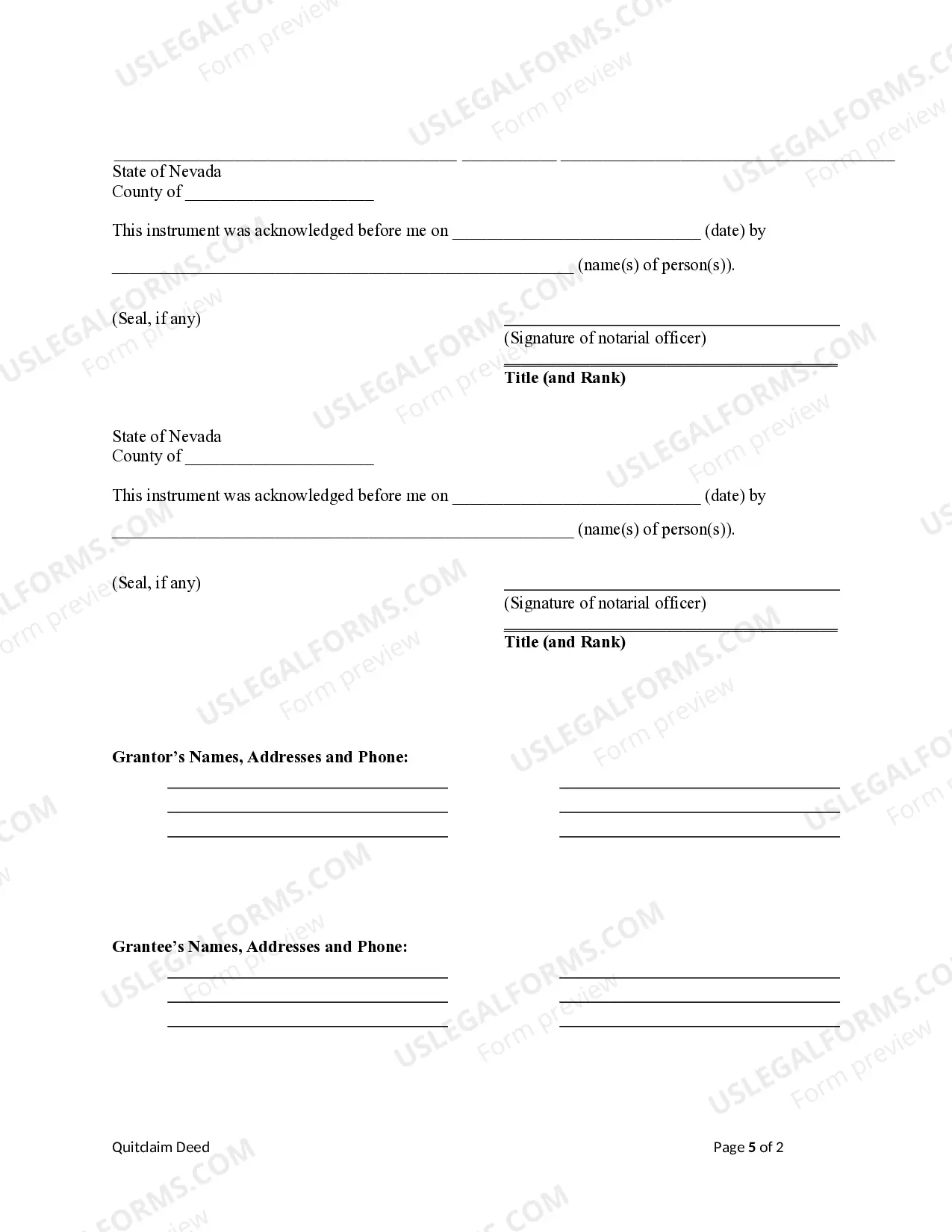Preview Quitclaim Deed - Time Share from Two Individuals / Husband and Wife to Two Individuals / Husband and Wife