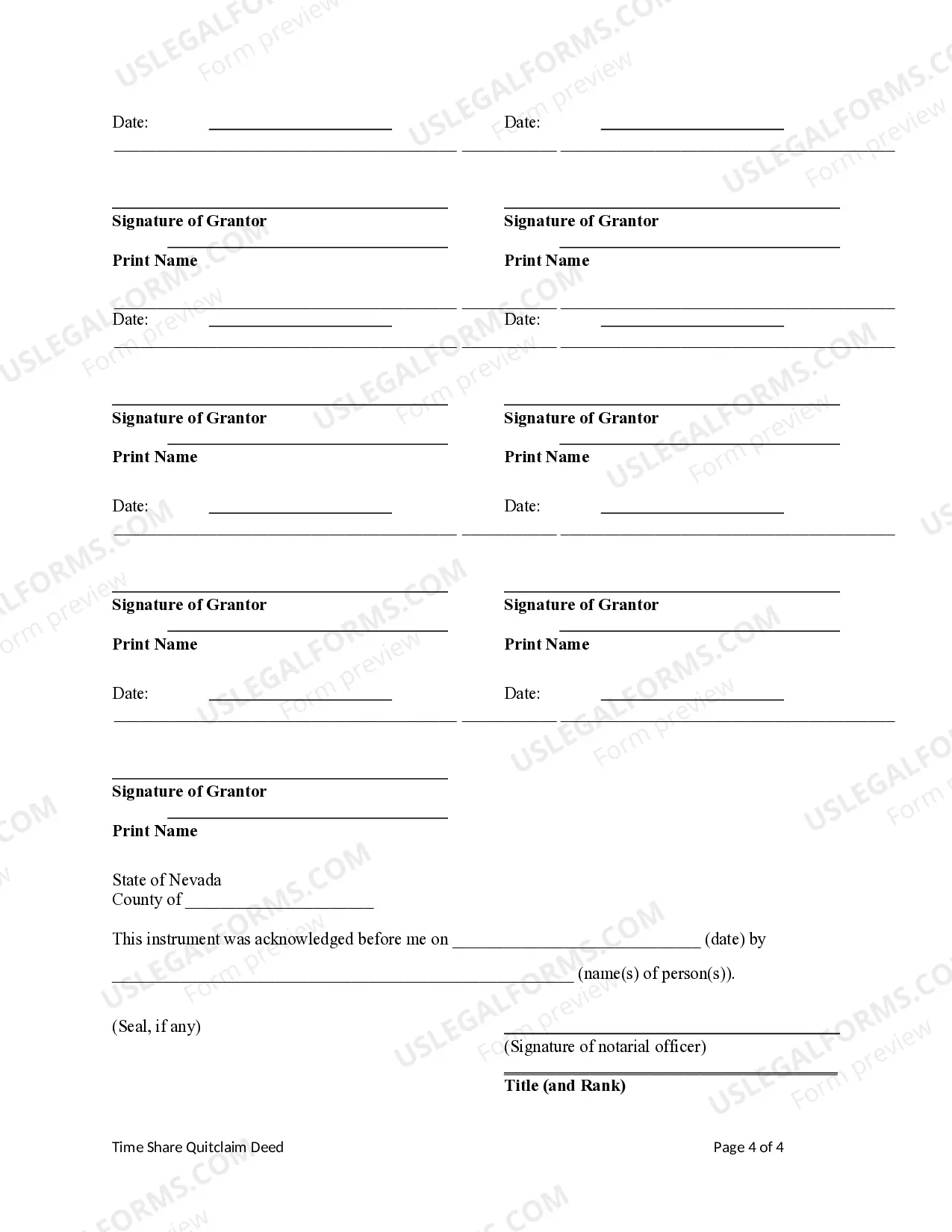 Preview Time Share Quitclaim Deed - Seven Individuals to a Limited Liability Company