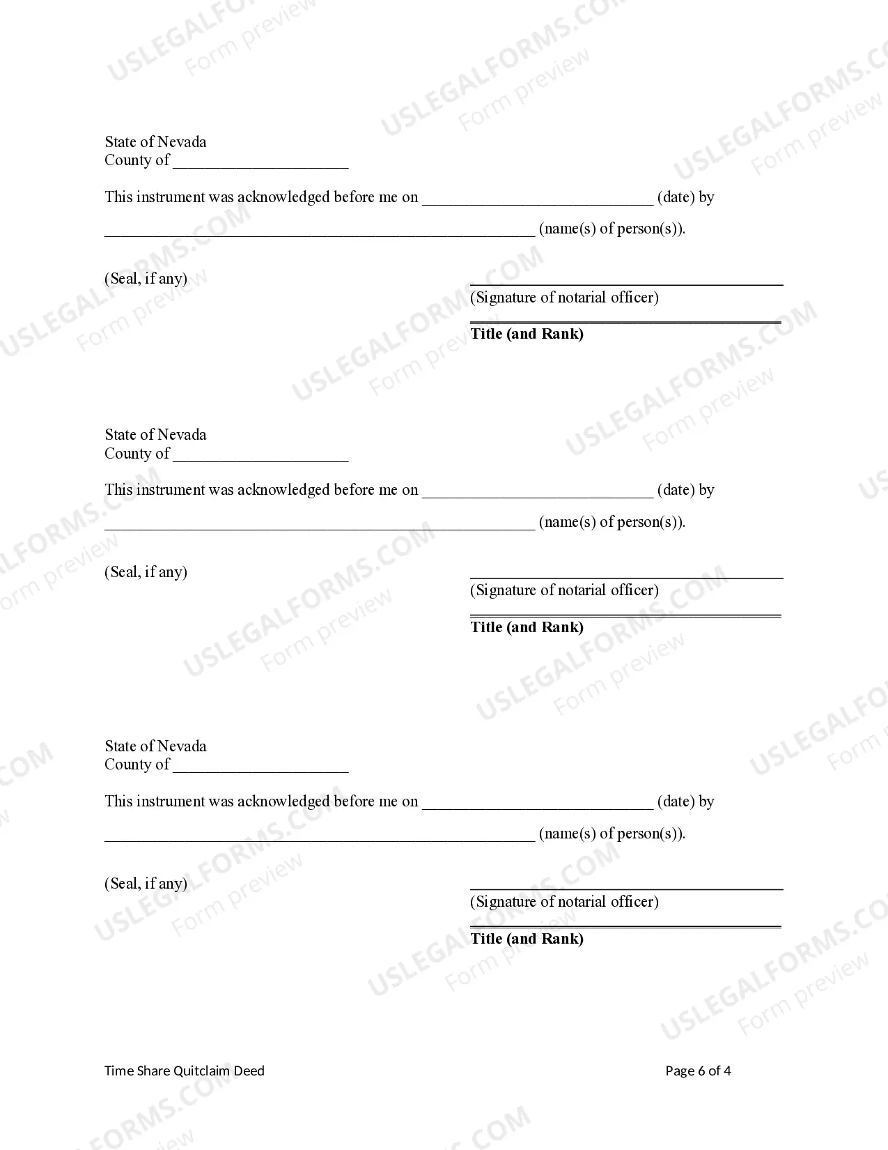Preview Time Share Quitclaim Deed - Seven Individuals to a Limited Liability Company
