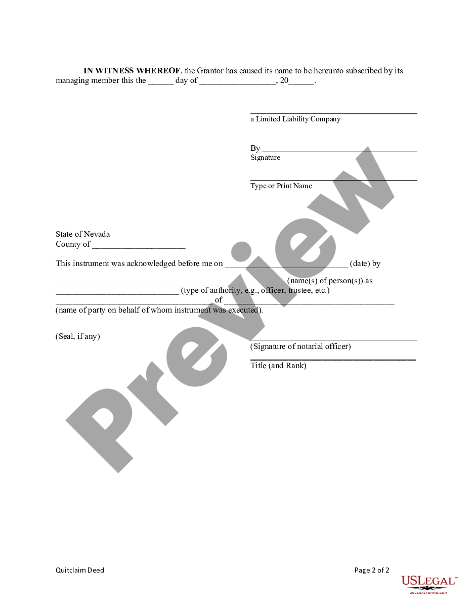 page 3 Quitclaim Deed from a Limited Liability Company to a Limited Liability Company preview