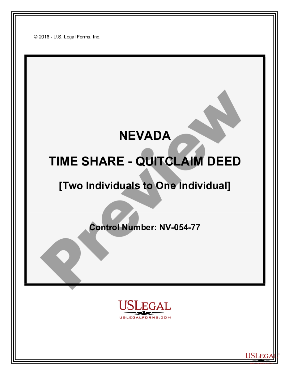page 0 Quitclaim Deed for Timeshare Property from Two Individuals to One Individual preview