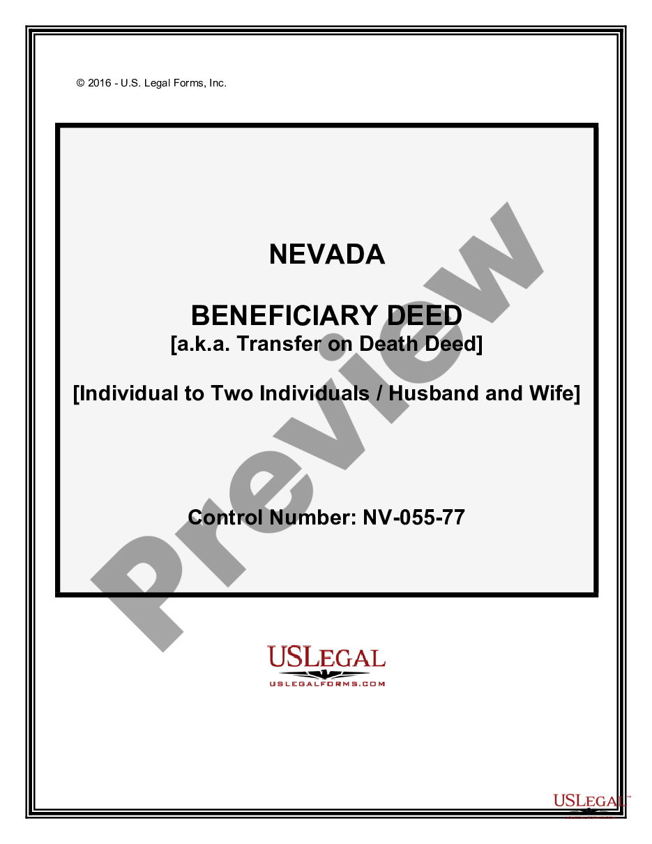 page 0 Transfer on Death Deed or TOD - Beneficiary Deed for Individual to Husband and Wife / Two Individuals preview