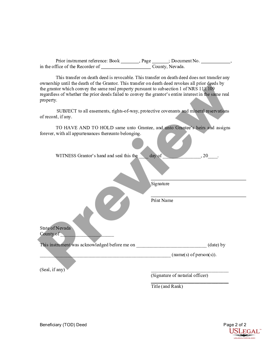page 4 Transfer on Death Deed or TOD - Beneficiary Deed for Individual to Husband and Wife / Two Individuals preview