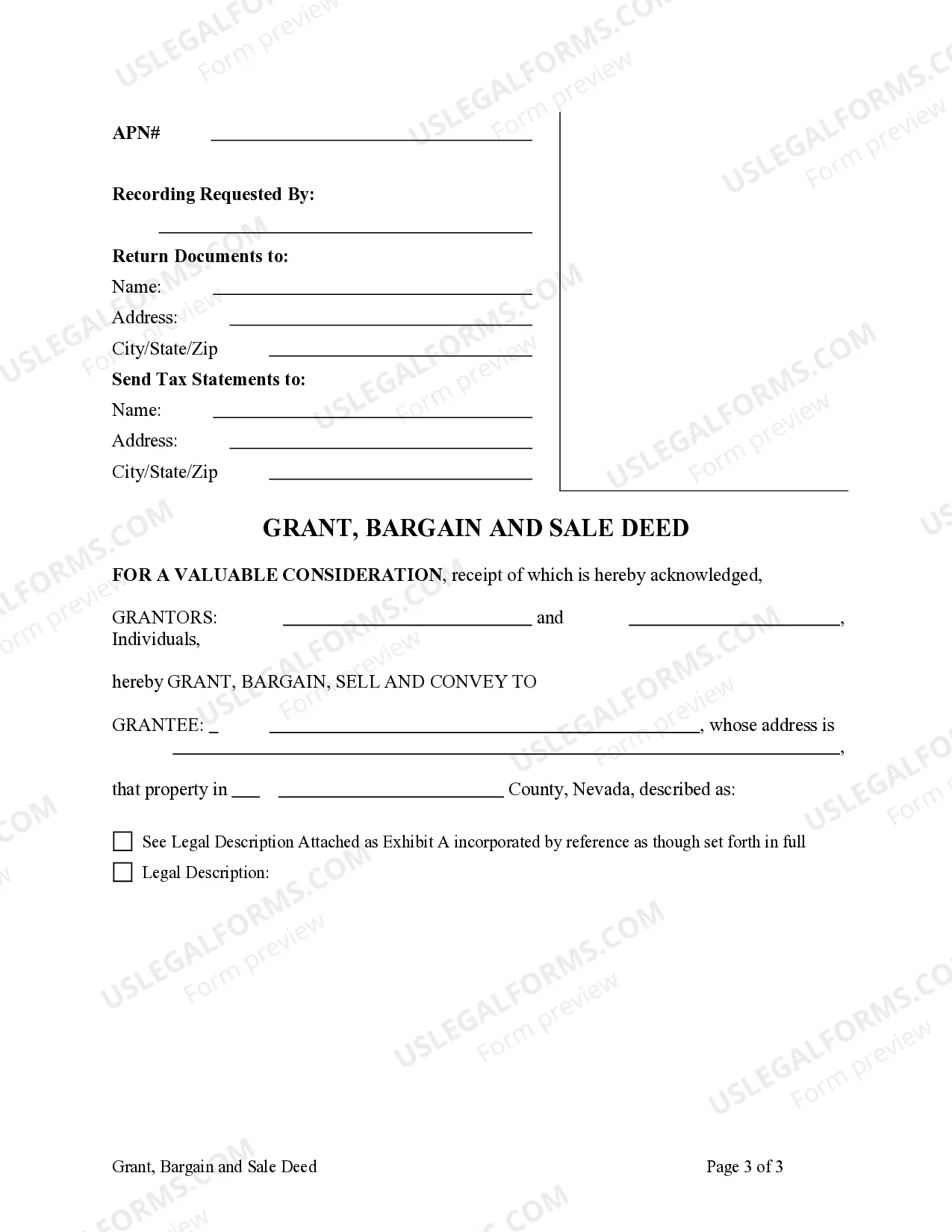Preview Grant, Bargain and Sale Deed from Two Individuals to an Individual