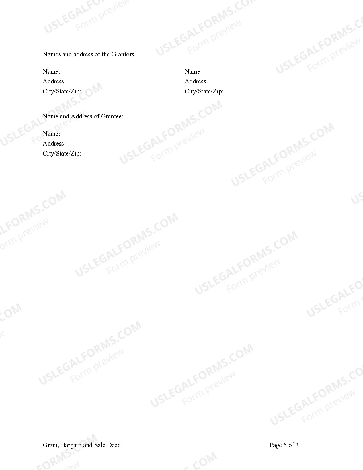 Preview Grant, Bargain and Sale Deed from Two Individuals to an Individual