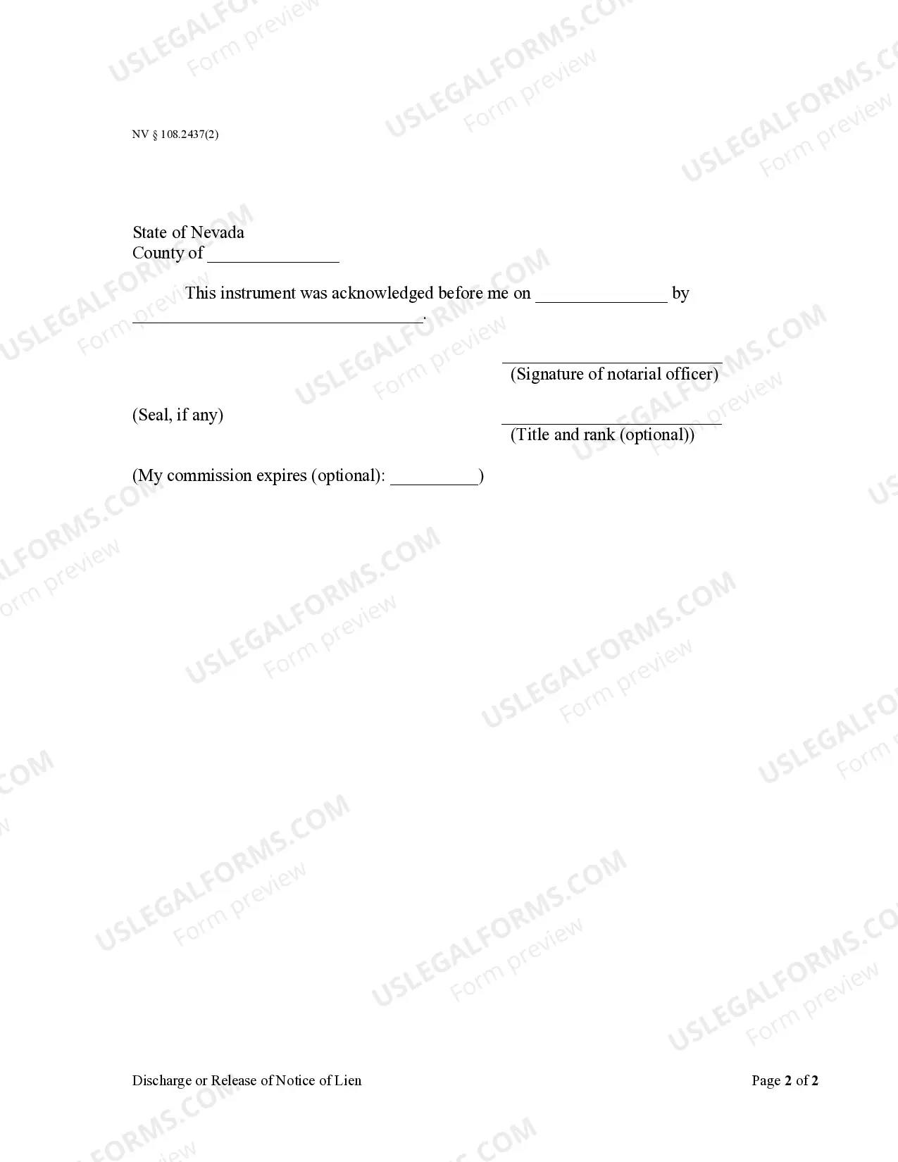 Preview Discharge or Release of Lien - Individual
