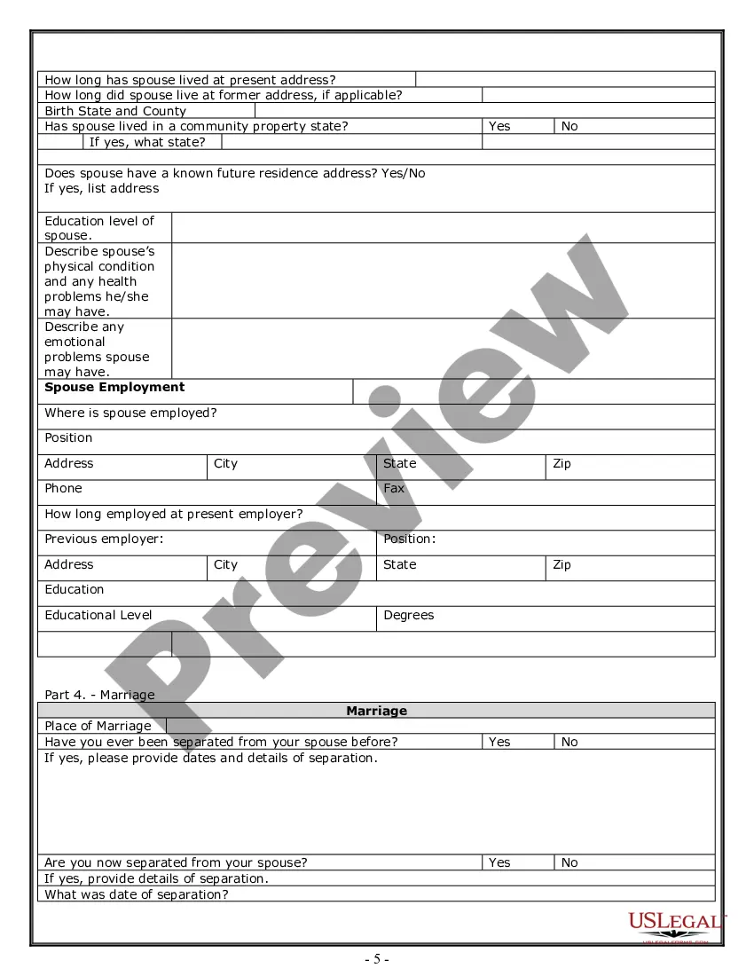 Get Divorce Worksheet and Law Summary for Contested or Uncontested Case of over 25 pages - Ideal Client Interview Form Preview Divorce Worksheet and Law Summary for Contested or Uncontested Case of over 25 pages - Ideal Client Interview Form