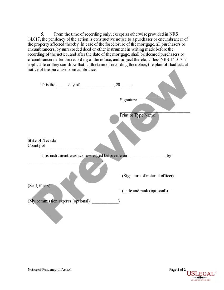 Preview Notice of Pendency of Action - Individual