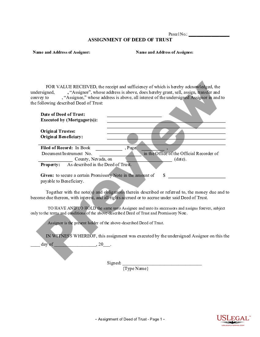 deed of trust with assignment of rents nevada