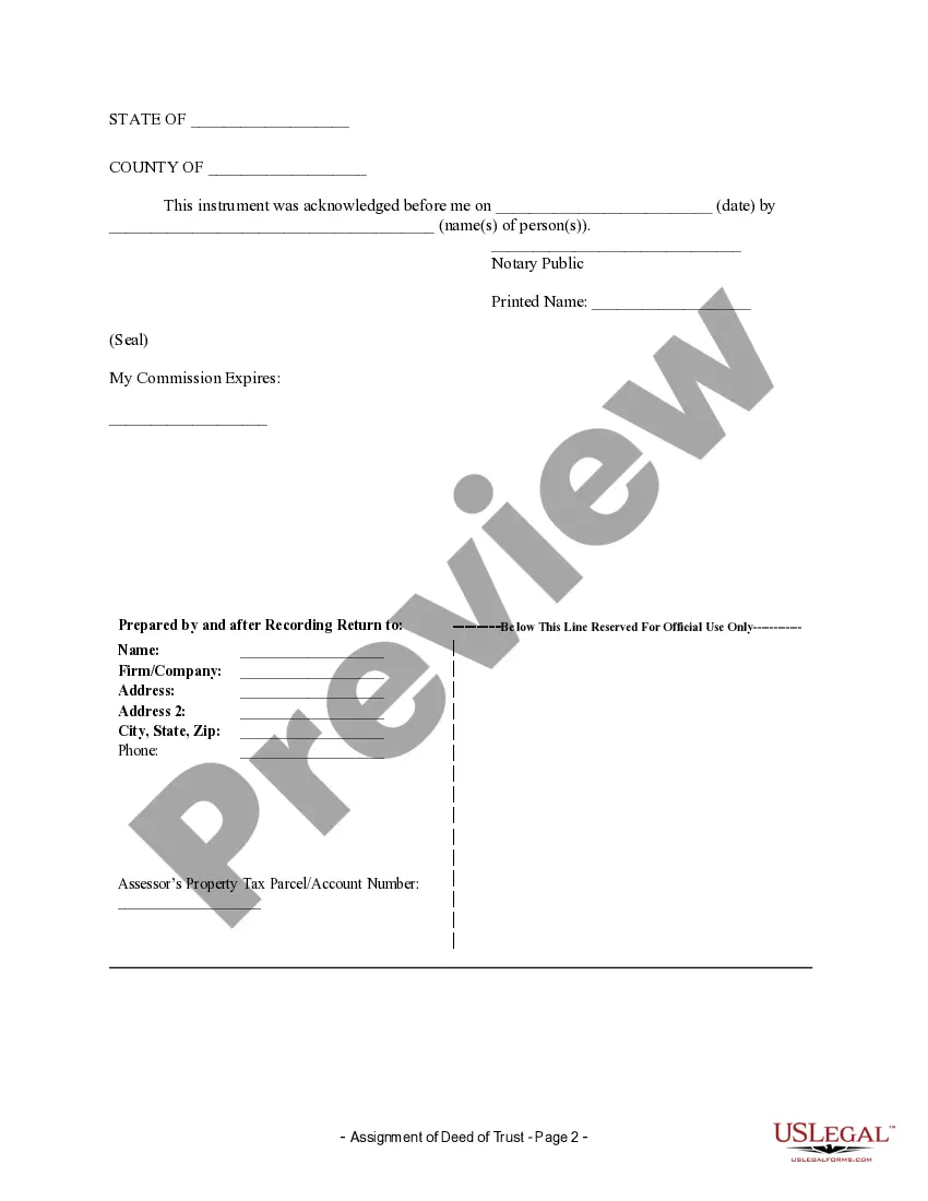 Preview Assignment of Deed of Trust by Individual Mortgage Holder