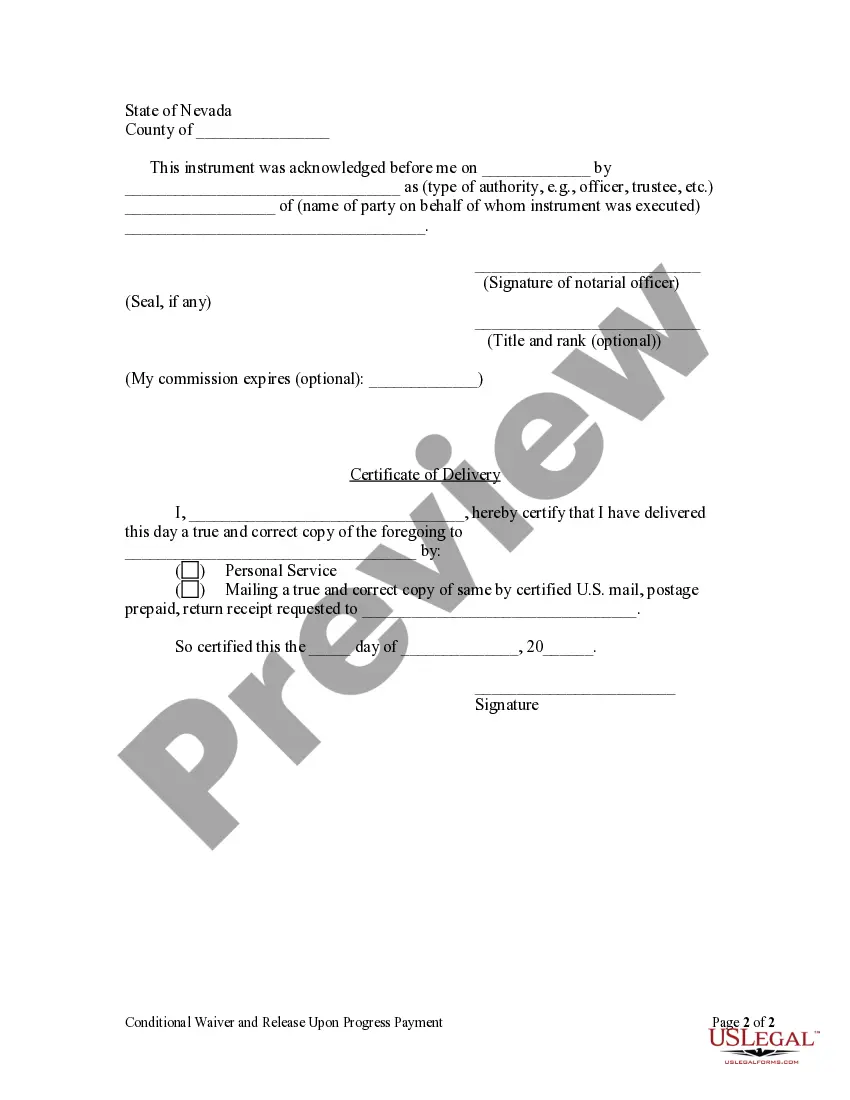 Preview Conditional Waiver and Release Upon Progress Payment - Corporation