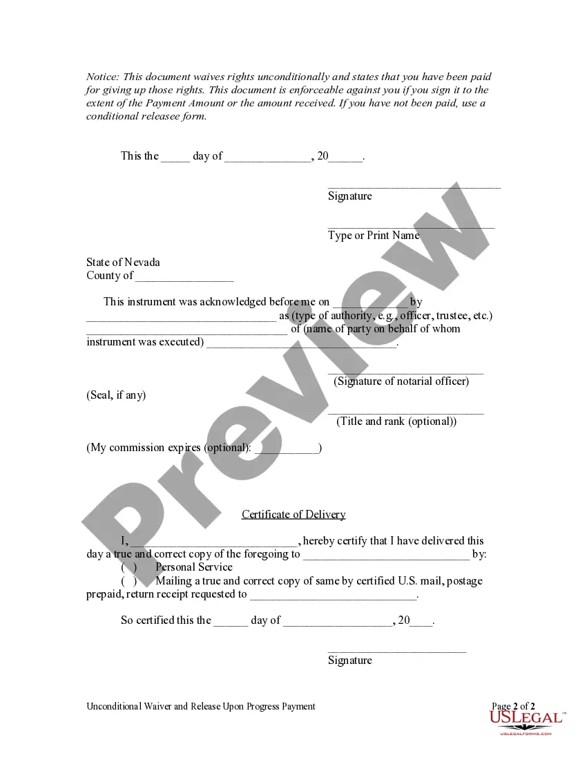 Get Unconditional Waiver and Release Upon Progress Payment - Corporation or LLC Preview Unconditional Waiver and Release Upon Progress Payment - Corporation or LLC